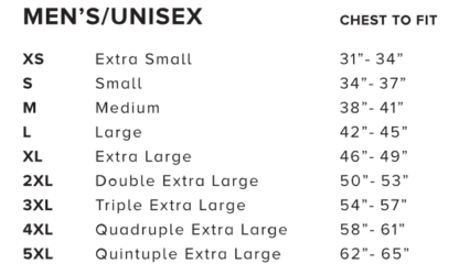 Adult Hoodie Sizing